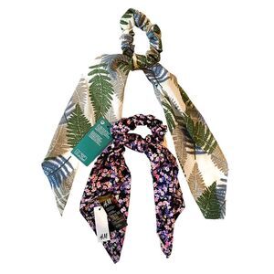 H&M Lash Next Door Tropical Print Hair Ribbon Tie Purple Floral Ribbon Tie